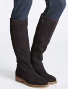 Marks & Spencer Leather Block Heel Knee High Boots Grey