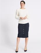 Marks & Spencer Cotton Rich Striped Denim Skirt Navy Stripe