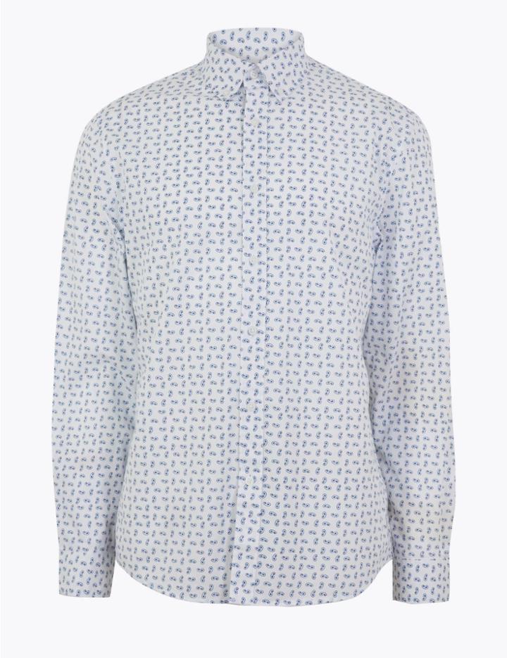 Marks & Spencer Pure Cotton Paisley Print Shirt White Mix