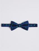 Marks & Spencer Pure Silk Spotted Bow Tie Green Mix