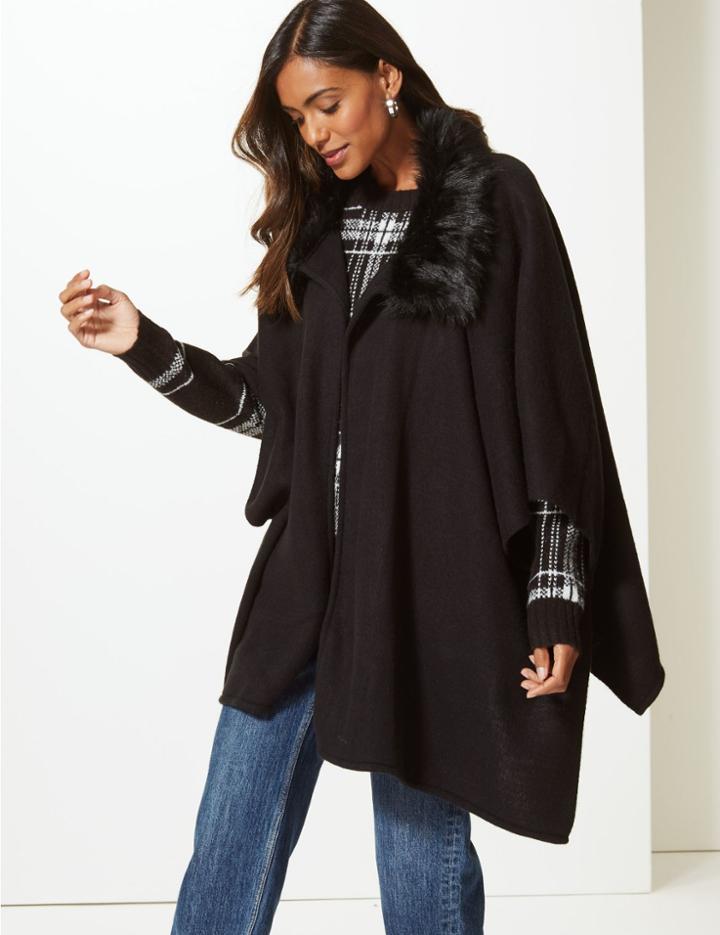 Marks & Spencer Faux Fur Collar Wrap Black