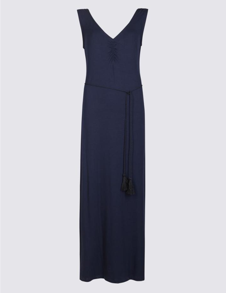 Marks & Spencer Petite Ruched Slip Maxi Dress Navy