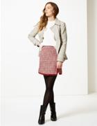 Marks & Spencer Textured Wrap Mini Skirt Red Mix
