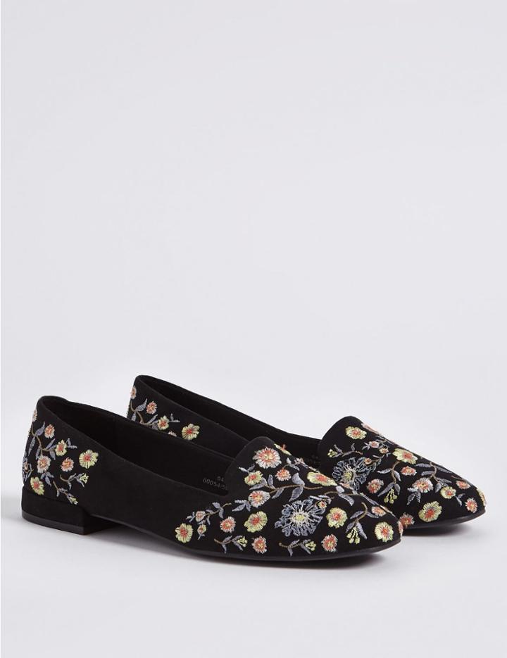 Marks & Spencer Embroidered Pumps Black