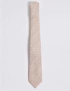 Marks & Spencer Silk Blend Paisley Foulard Tie Beige Mix