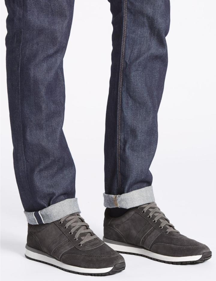 Marks & Spencer Suede Lace-up Trainers Grey