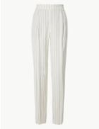 Marks & Spencer Striped High Waist Wide Leg Trousers Ivory Mix