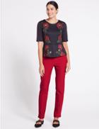 Marks & Spencer Cotton Rich Slim Leg Trousers Lipstick