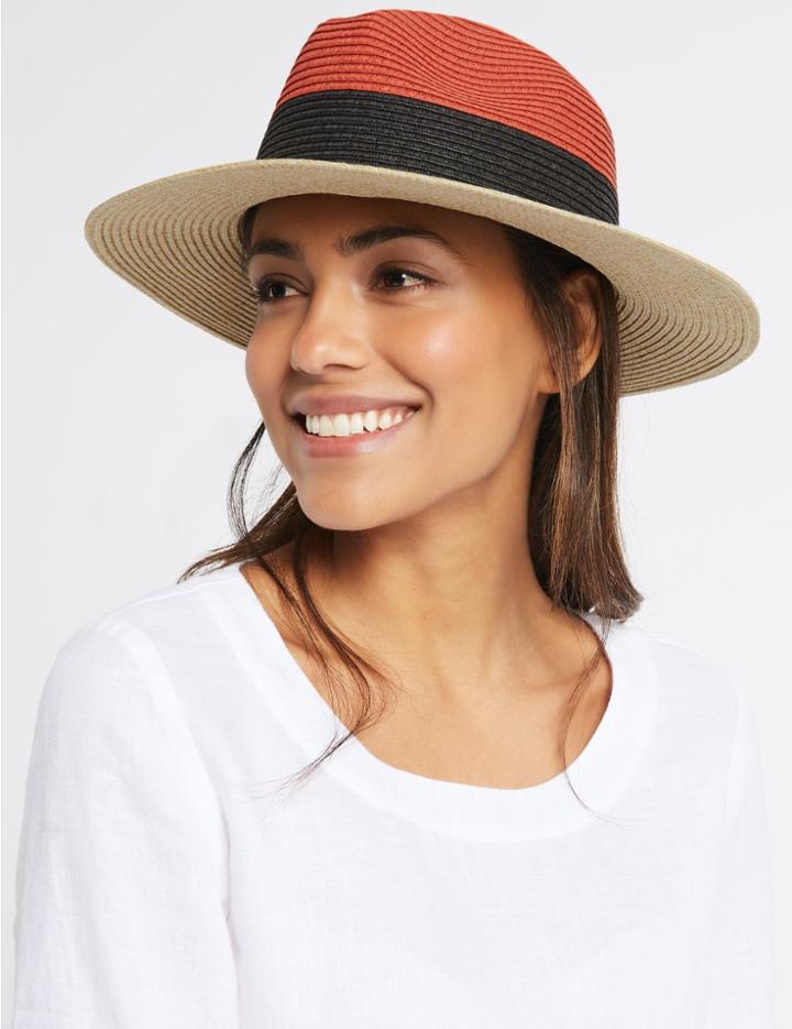 Marks & Spencer Colour Block Fedora Hat Black Mix
