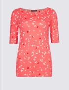 Marks & Spencer Pure Cotton Butterfly Print T-shirt Pink Mix