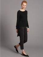 Marks & Spencer Dipped Hem Drawstring Jumper Black