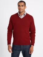 Marks & Spencer Pure Lambswool V-neck Jumper Medium Red