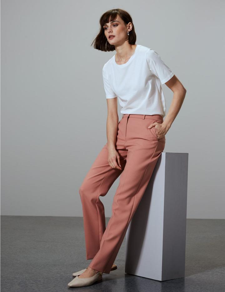 Marks & Spencer Straight Leg Ankle Grazer Trousers Dusky Pink