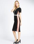 Marks & Spencer Colour Block Lined Short Sleeve Shift Dress Black Mix