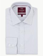 Marks & Spencer Pure Cotton Twill Tailored Fit Shirt Light Grey Mix