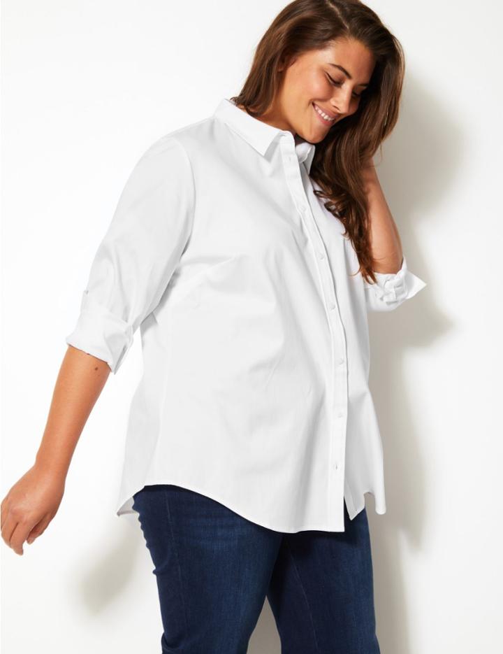Marks & Spencer Curve Cotton Rich Fuller Bust Shirt Soft White