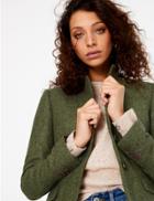Marks & Spencer Pure Wool Tweed Herringbone Blazer Green