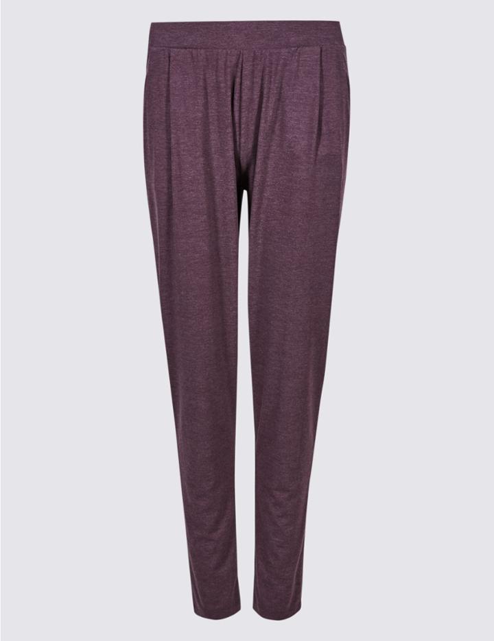 Marks & Spencer Marl Jersey Tapered Leg Peg Trousers Purple Mix