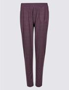 Marks & Spencer Marl Jersey Tapered Leg Peg Trousers Purple Mix