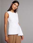 Marks & Spencer Asymmetric Dipped Hem Sleeveless Top Soft White