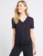 Marks & Spencer V-neck Short Sleeve T-shirt Navy