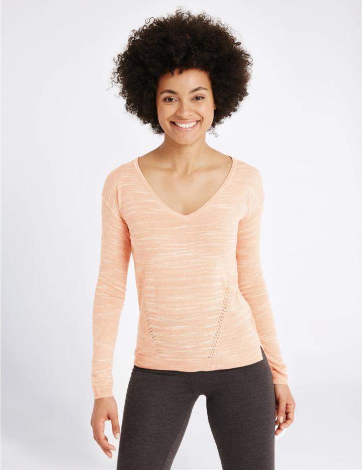 Marks & Spencer Textured Space Dye V-neck Jumper Sunblush