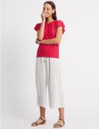 Marks & Spencer Spotted Cropped Wide Leg Trousers White Mix