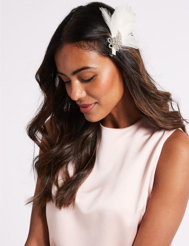 Marks & Spencer Feather Clip Fascinator Cream