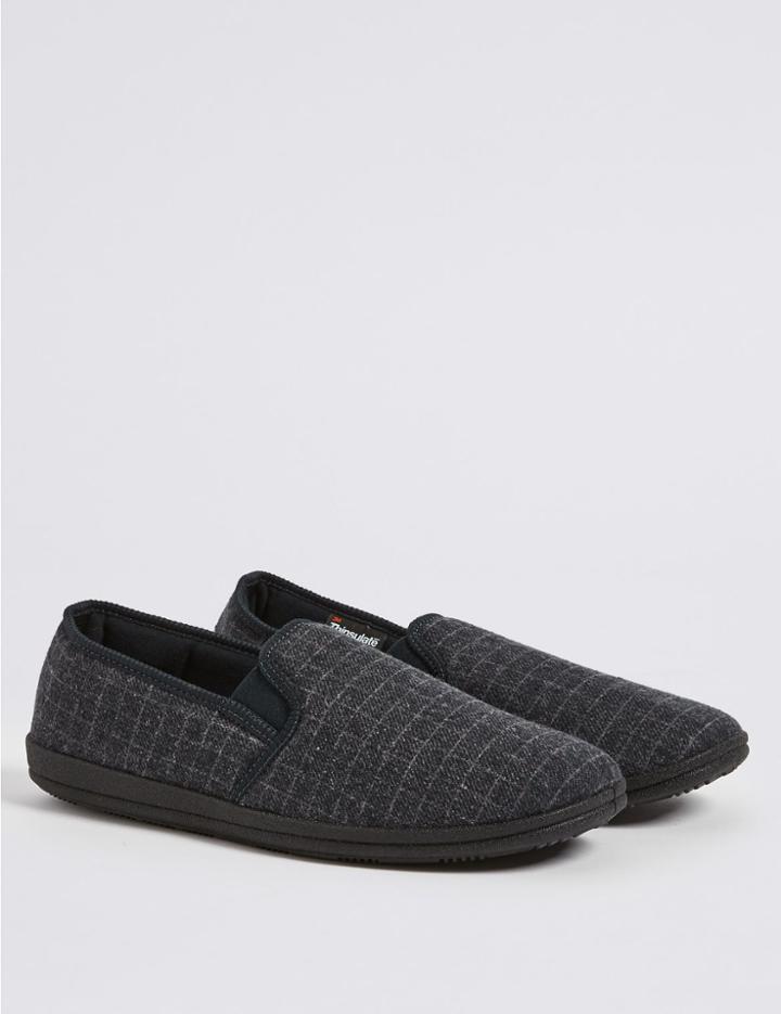 Marks & Spencer Checked Slippers Navy