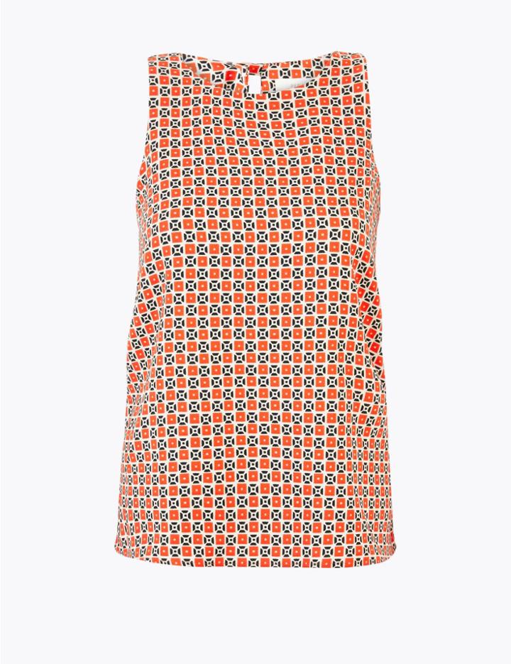 Marks & Spencer Geometric Print Shell Top Caramel Mix