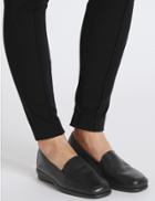 Marks & Spencer Leather Wedge Heel Loafers Black