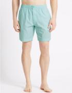 Marks & Spencer Quick Dry Cotton Blend Striped Swim Shorts Green Mix