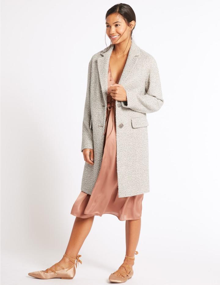 Marks & Spencer Boucle Textured Coat Soft Gold