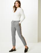 Marks & Spencer Checked Slim Ankle Grazer Trousers Black Mix