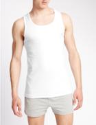 Marks & Spencer 2 Pack Pure Cotton Sleeveless Vests With Staynew&trade; White