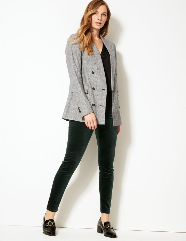 Marks & Spencer Mid Rise Skinny Leg Trousers Teal