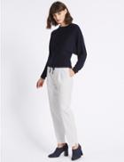 Marks & Spencer Tapered Leg Trousers Soft White