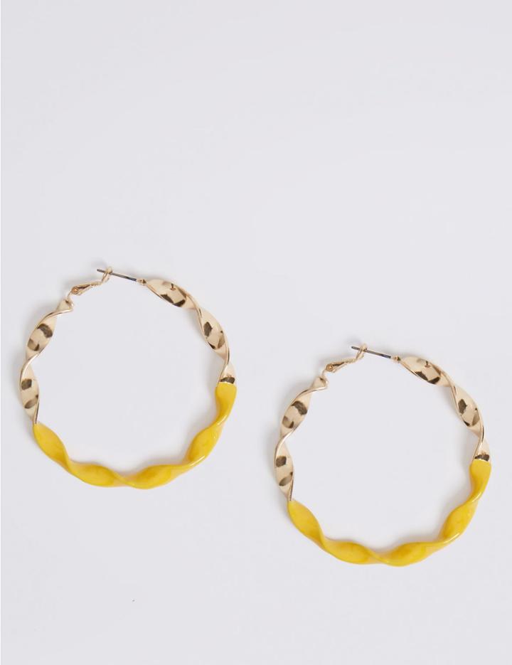 Marks & Spencer Whirl Round Hoop Earrings Yellow Mix
