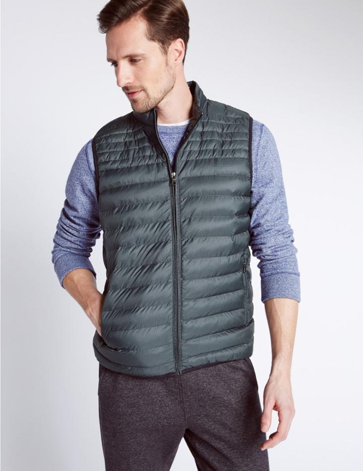 Marks & Spencer Printed Gilet With Stormwear&trade; Black/grey