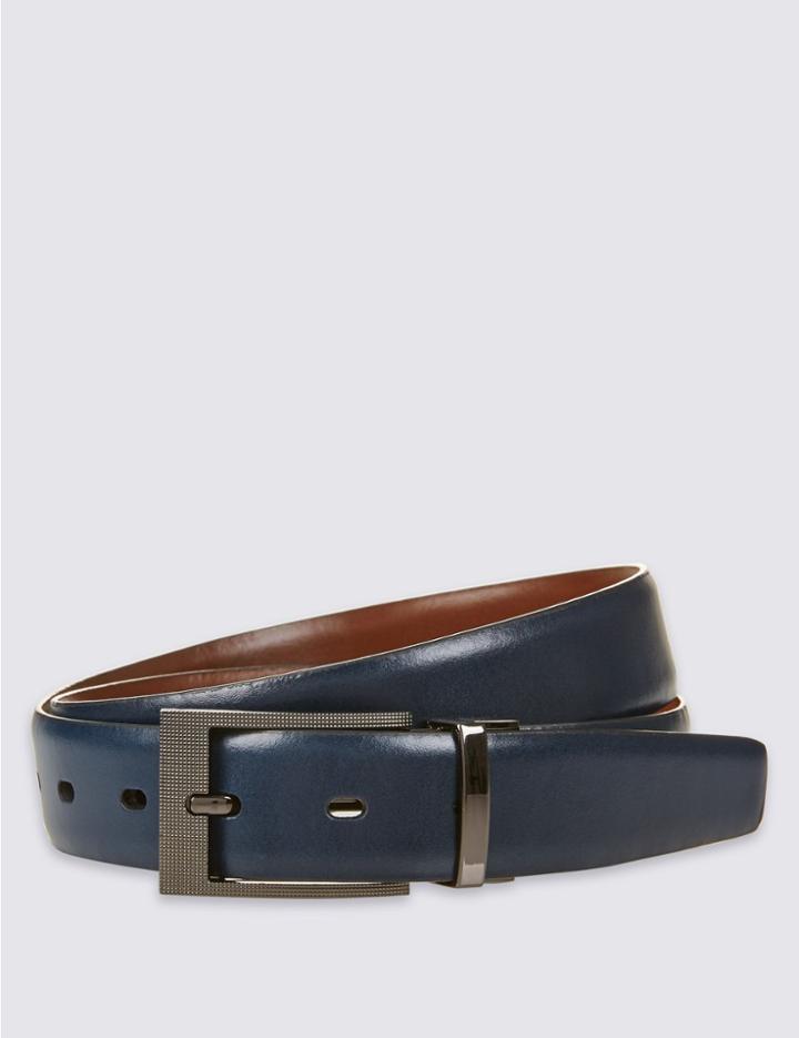 Marks & Spencer Leather Centre Bar Reversible Belt Black Mix