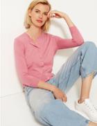 Marks & Spencer Cropped 3/4 Sleeve Dress Cardigan Pink