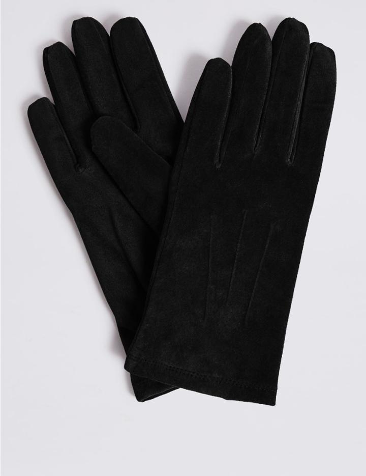 Marks & Spencer Suede Stitch Detail Gloves Black