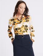 Marks & Spencer Floral Print Long Sleeve Shirt Yellow Mix