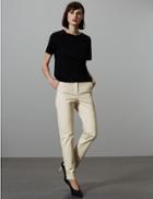 Marks & Spencer Cotton Modal Slim Leg Ankle Grazer Trousers Pale Gold