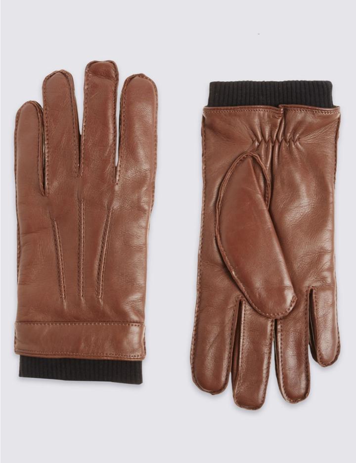 Marks & Spencer Leather Gloves With Thinsulate&trade; Tan