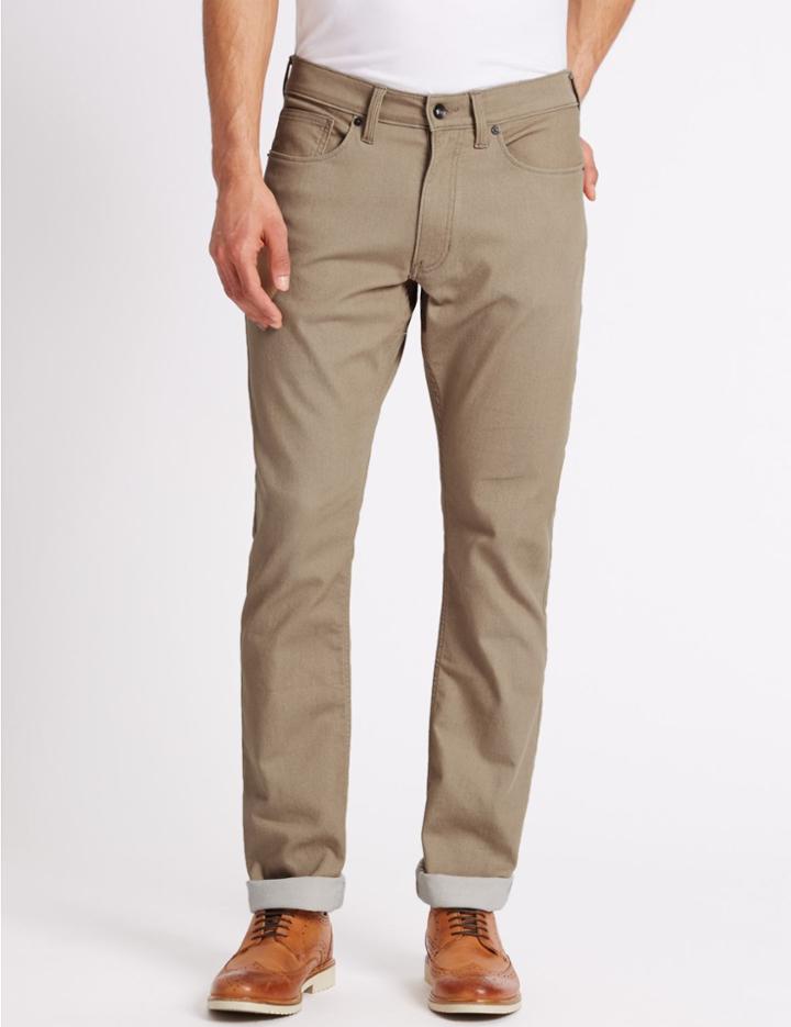 Marks & Spencer Slim Fit Cotton Rich Stretch Jeans Ecru