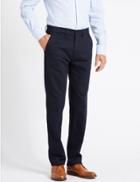 Marks & Spencer Straight Fit Cotton Trousers With Stretch Navy