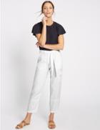 Marks & Spencer Pure Linen Straight Leg Trousers White