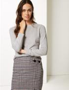Marks & Spencer Cashmilon&trade; Round Neck Long Sleeve Jumper Grey Marl