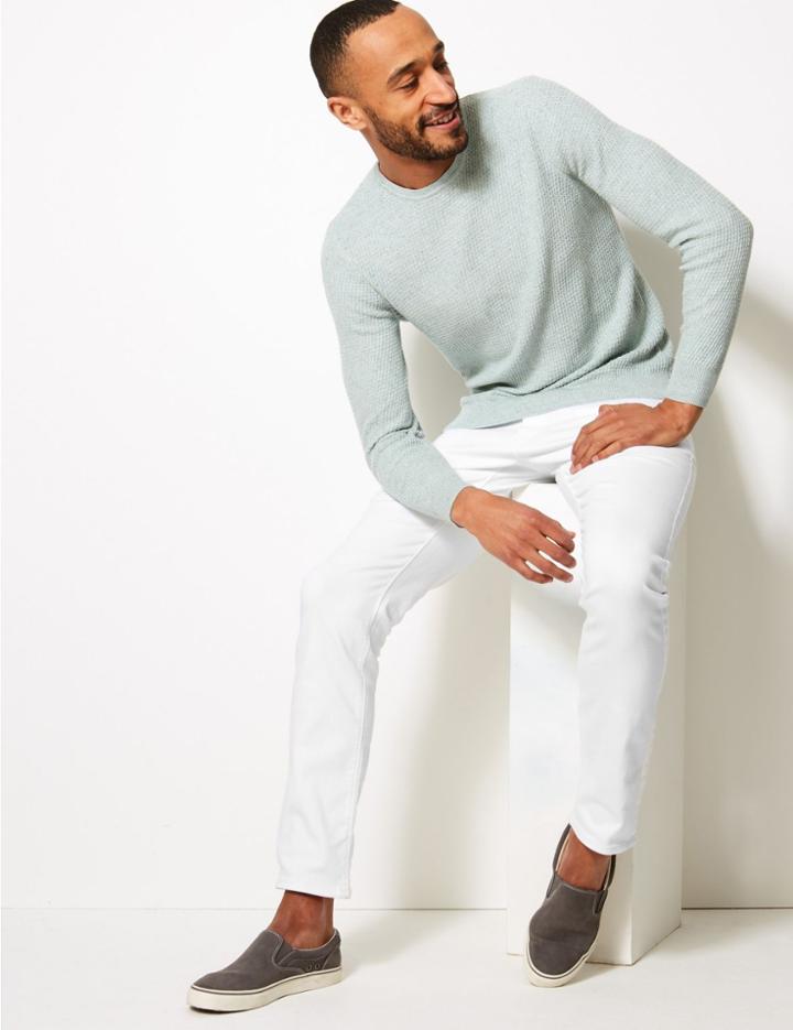 Marks & Spencer Slim Fit Stretch Jeans White Mix